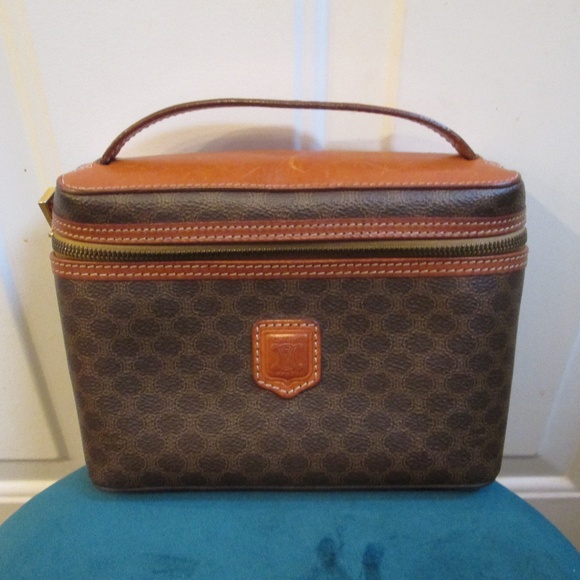 CELINE Macadam Makeup pouch Cosmetics Pouch Hand Bag Vanity bag Leather/PVC - Picture 1 of 16
